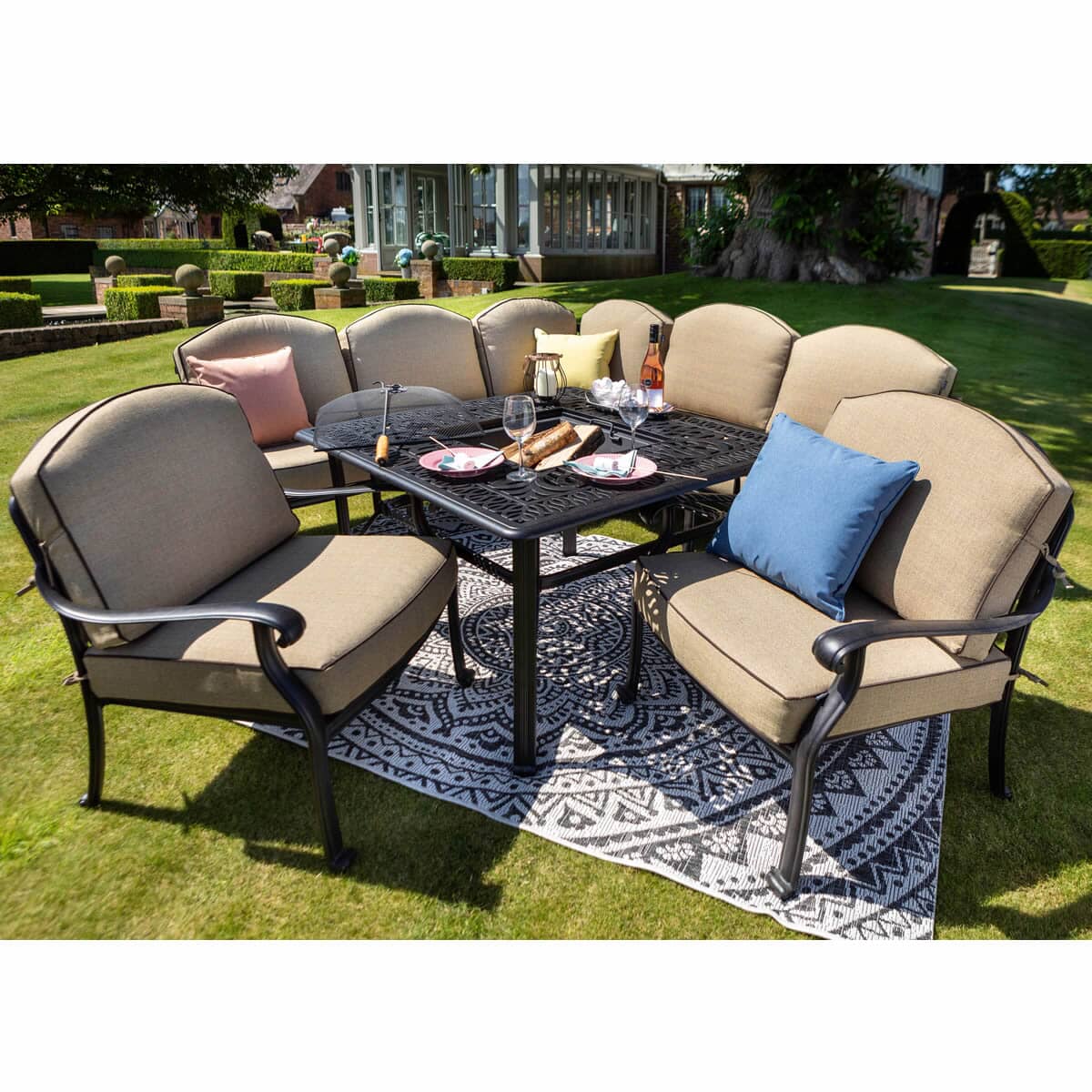 Hartman Amalfi Lounge Square Casual Fire Pit Dining Set Hmamls4 Garden Furniture World 4225