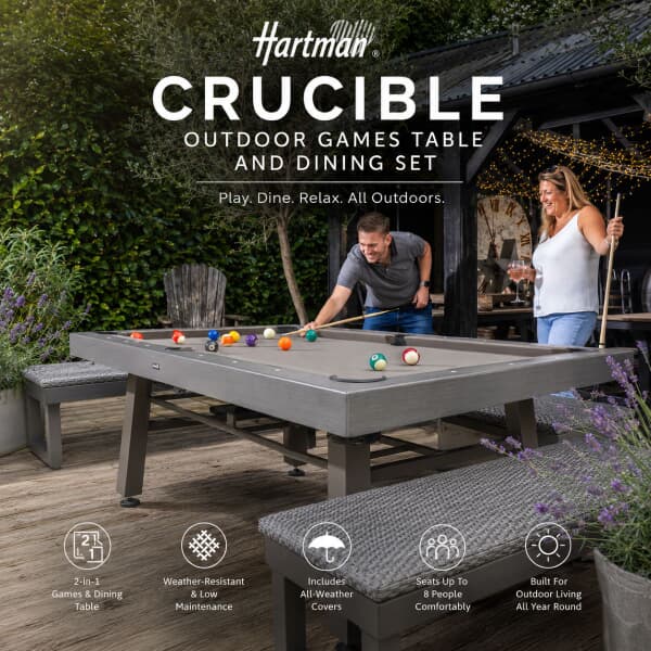Hartman Crucible Outdoor Games Table And Dining Set with Covers (2026 Version)
