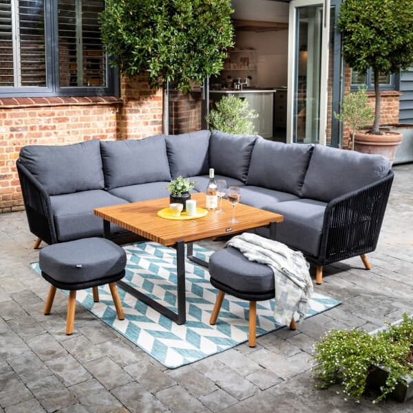 Hartman Eden Square Casual Dining Corner Sofa Set Raven/Noir