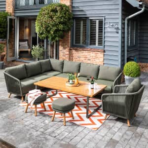 Hartman Eden Rectangular Casual Dining Sofa Set Moss Frame with Juniper Cushions