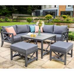 Hartman Sorrento Square Casual Dining Corner Garden Furniture Set with Stools - Matt Xerix