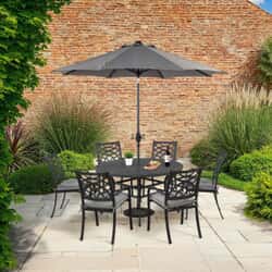 Hartman Tuscany 6 Seat Round Dining Set With Parsol Grey
