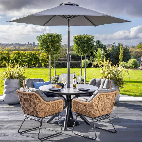 Hartman Rayo 4 Seat Round Dining Set Carbon/Lava