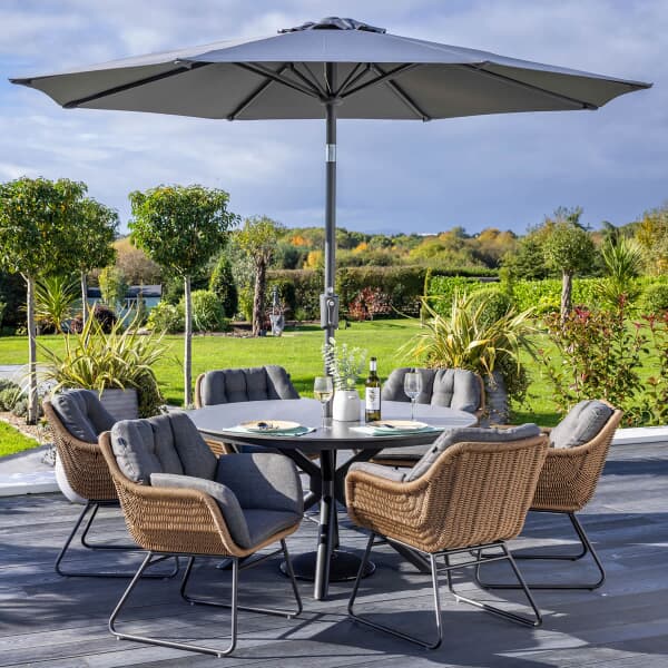 Hartman Rayo 6 Seat Round Dining Set Carbon/Lava