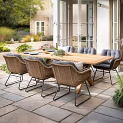 Hartman Rayo 6 Seat Rectangular Dining Set with Regis Teak Table