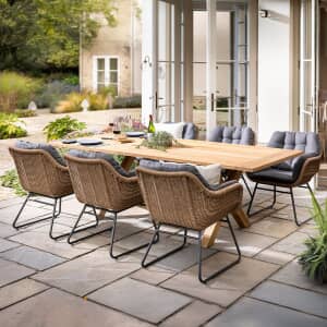Hartman Rayo 6 Seat Rectangular Dining Set with Regis Teak Table