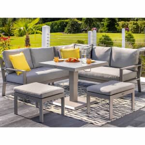 Hartman Rio Square Casual Dining Set with Adjustable Table and Stools