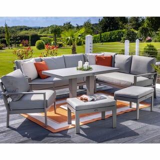 Hartman Rio Rectangular Casual Dining Set with Adjustable Table and Stools
