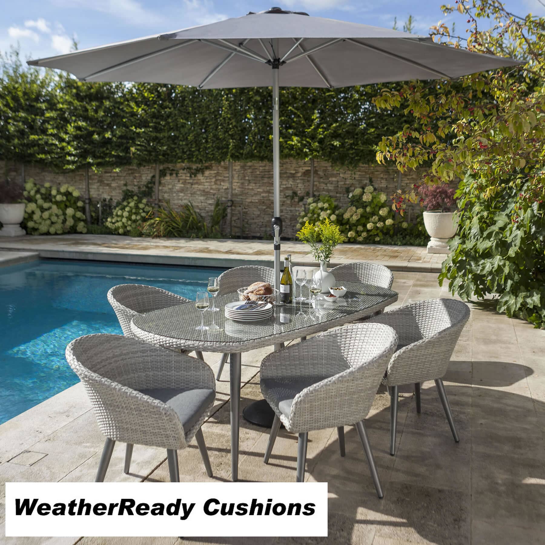 Hartman Sienna 6 Seat Round Table Set Weatherready Cushions Antique