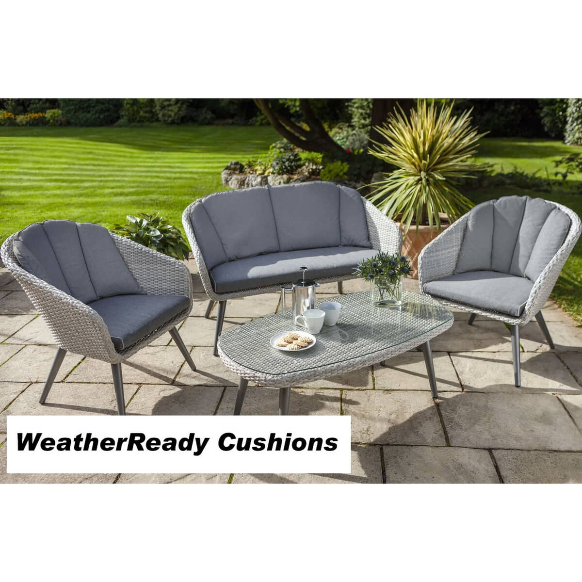 Hartman Sienna Lounge Set Weatherready Cushions Antique White/Pebble