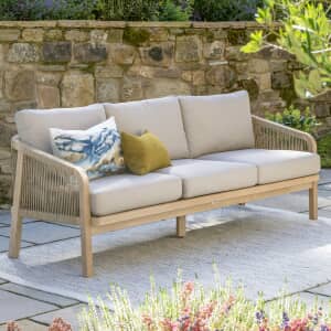 Kettler Cora Rope 3 Seat Sofa With Weather Proof Cushions