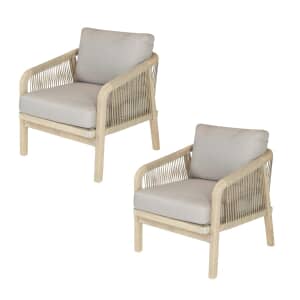 Kettler Cora Pair Of Rope Lounge Armchair With Weather Proof Cushions