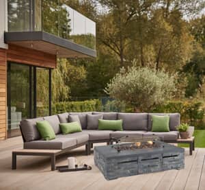 Kettler elba Low Lounge Large Corner Sofa Set with Kalos Stone Firepit  (2021) Table
