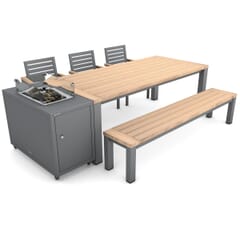 Kettler elba 6 Seat Bench Dining Set with Fire Pit Station