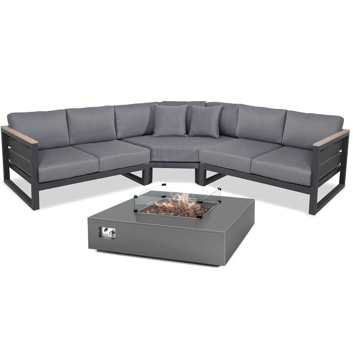 Kettler elba Grande Corner Set with Kalos Aluminium Fire Pit Table