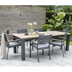Kettler elba Signature Teak Grey  6 Seat Rectangular Dining Set