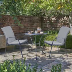 Kettler Savita 2 Seat Garden Furniture Bistro Set with Slate Cushions