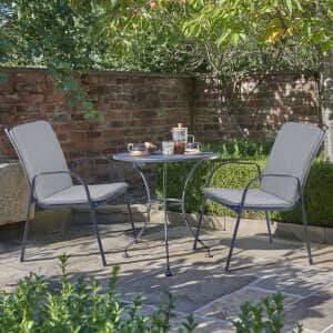 Kettler Savita 2 Seat Garden Furniture Bistro Set with Slate Cushions