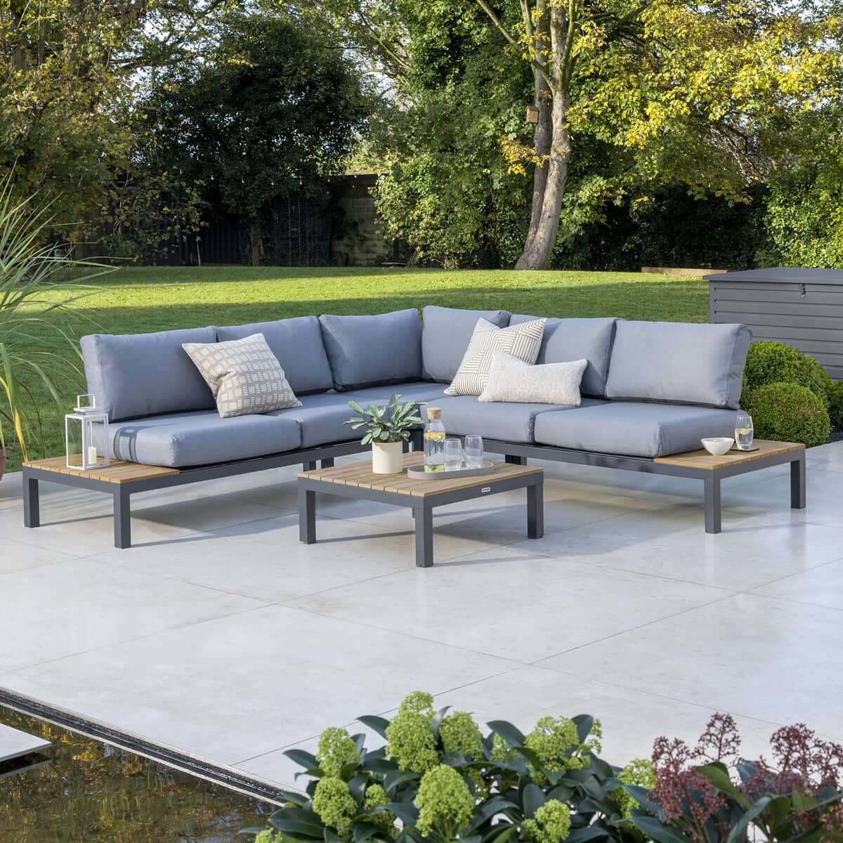 Kettler elba Signature Low Lounge Corner Sofa Set with Coffee Table Anthracite/Teak New for 2025