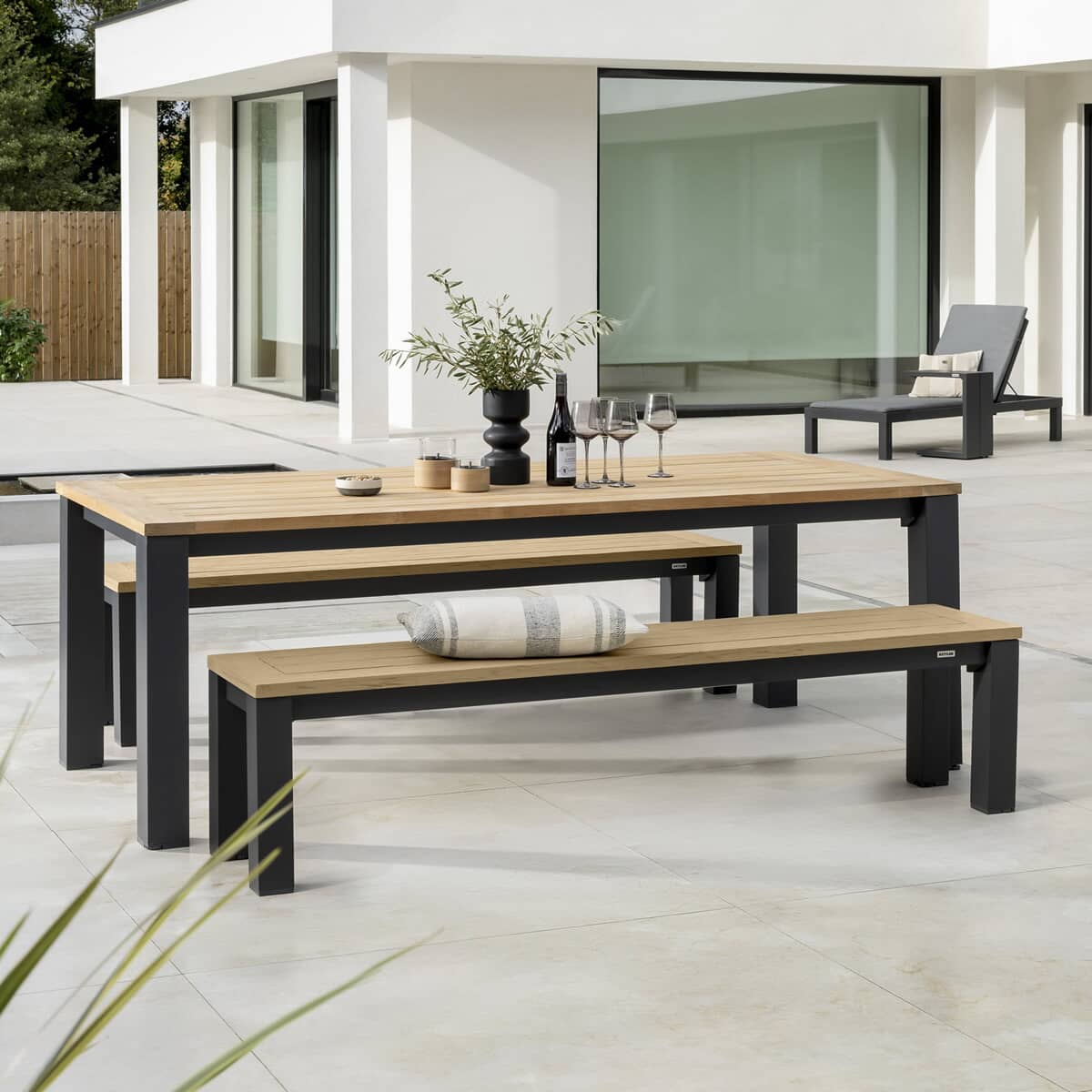 Kettler elba Signature 6 Seat Rectangular Bench Dining Set Teak/Anthracite New for 2025