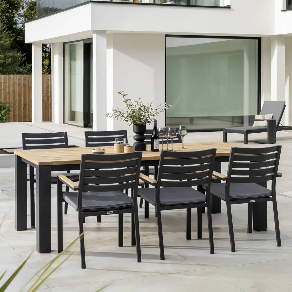 Kettler elba Signature 6 Seat Rectangular Dining Set Teak/Anthracite New for 2025