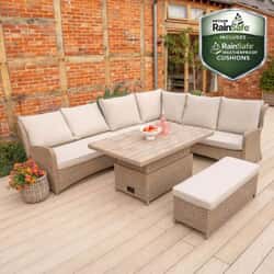 Kettler Derwent 7 Seat Reclining Rectangular Corner Sofa Set With 150cm High/Low Table