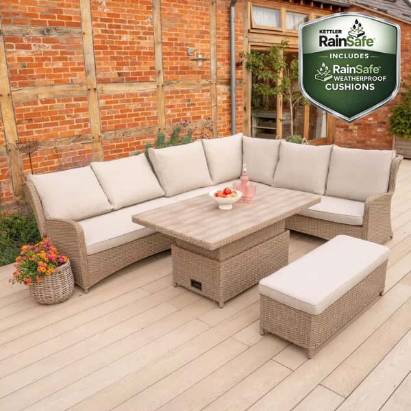 Kettler Derwent 7 Seat Reclining Rectangular Corner Sofa Set With 150cm High/Low Table