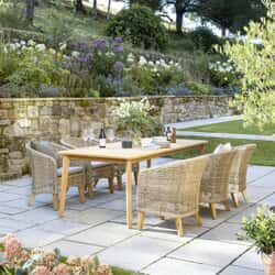 Kettler Durban 6 Seat Dining Set With Teak Wood Table And Woven Rattan Chairs