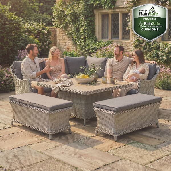 Kettler Foxley Square Corner Set With Height Adjustable Table
