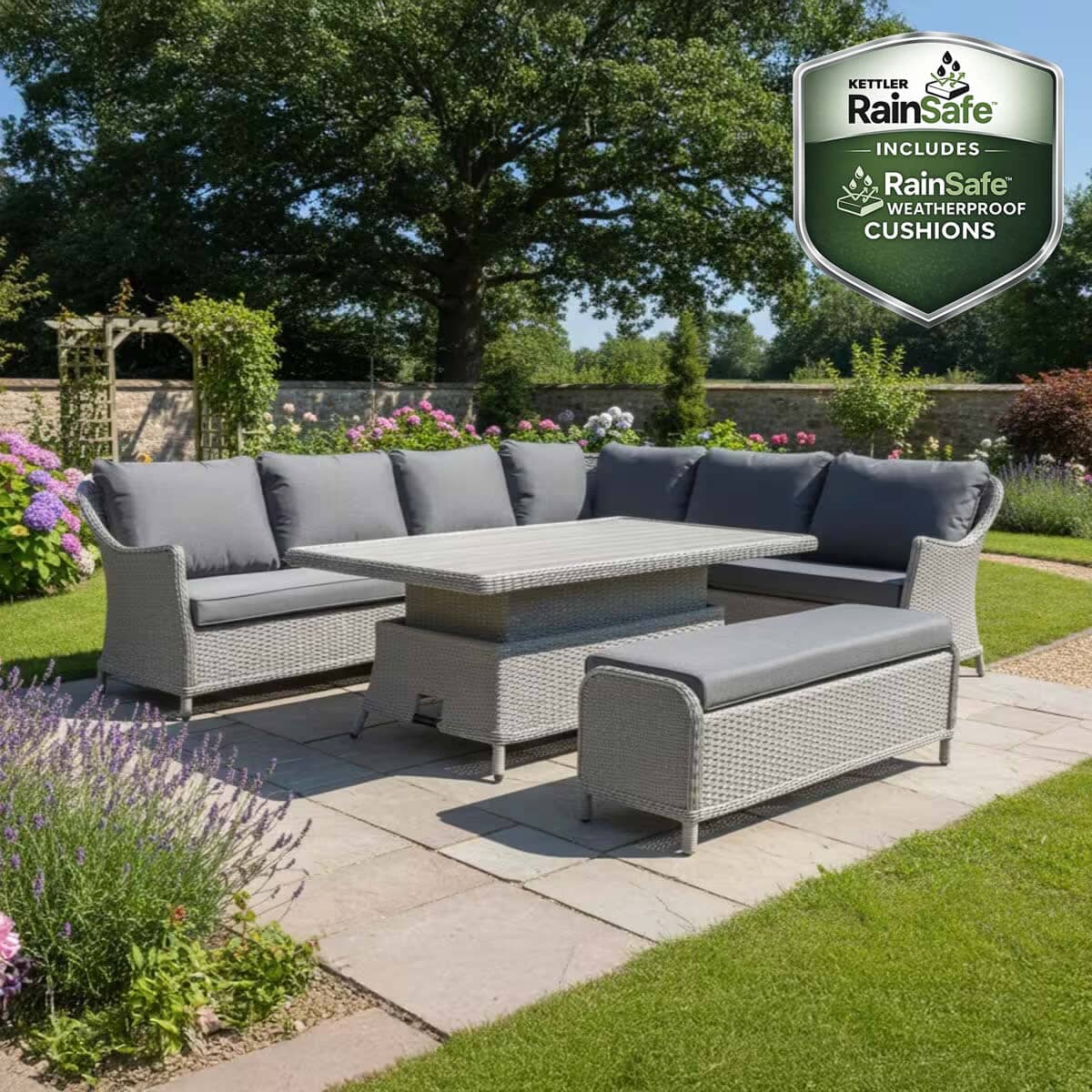 Kettler Foxley Rectangular Corner Set With Adjustable Table
