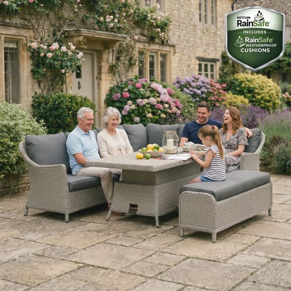Kettler Foxley Rectangular Corner Set With Adjustable Table
