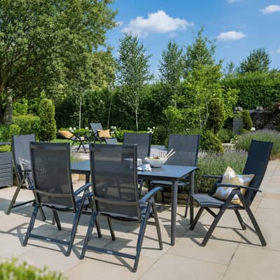 Kettler Surf - 6 Seat Set  with Solid Aluminium Table Top and Multi Position Armchairs
