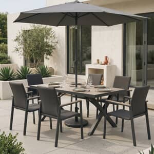 Kettler Tudor 6 Seat Rectangular Dining Set with Stacking Chairs