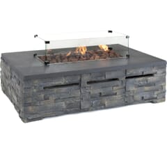 Kettler Kalos Stone Fire Pit - Coffee Table 132 x 85cm with Glass Surround and Regulator ( 2021)