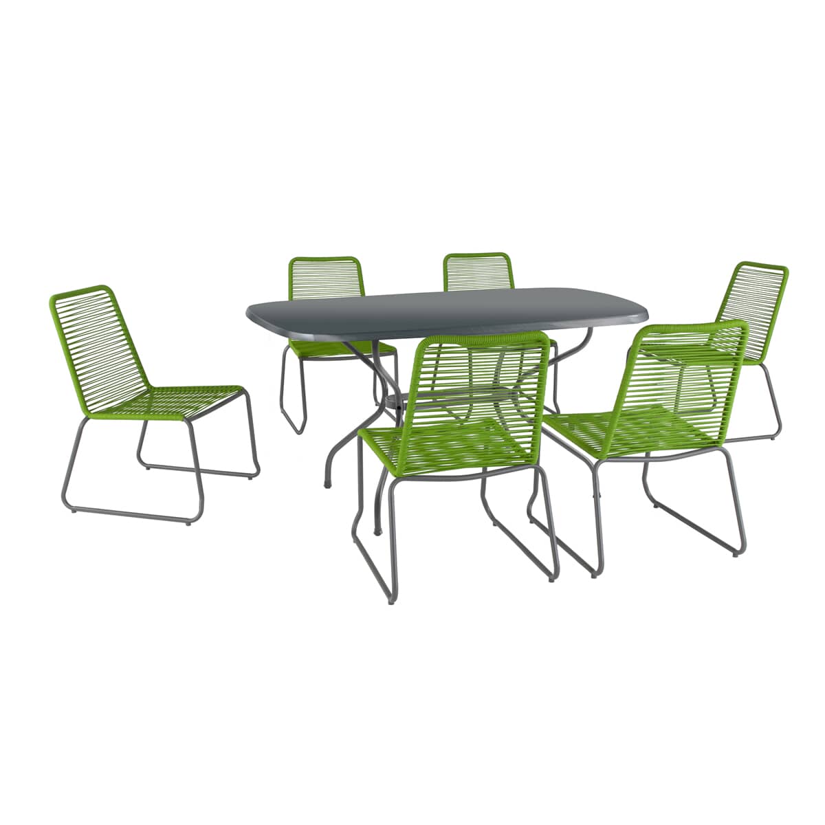 Kettler Menos Metro Green 6 Seat Set Kettalux Solid Top Table