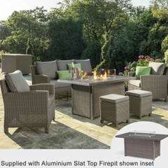 Kettler Palma 3 Seat Dining Sofa Set with Aluminium Fire Pit Table Rattan