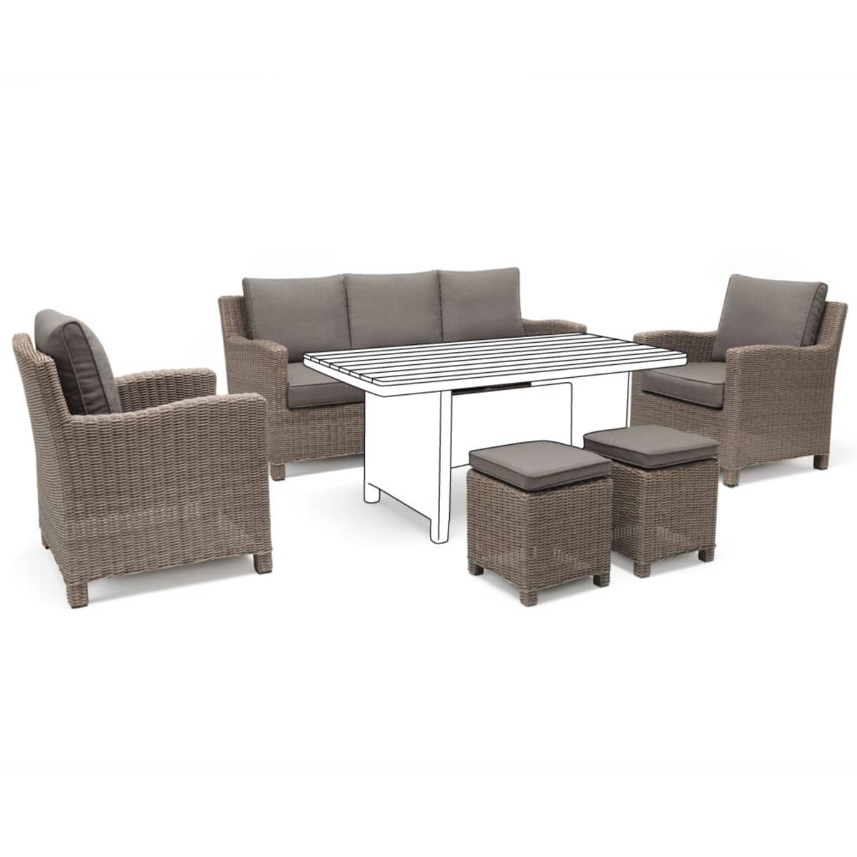 Kettler Palma Sofa Set Rattan NO TABLE (KPALCAS04) Garden