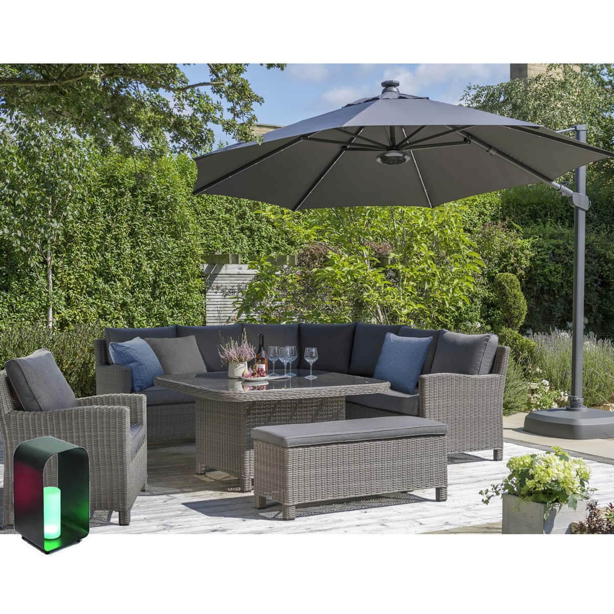 Kettler Palma Grande Complete Casual Dining Set Whitewash with Taupe