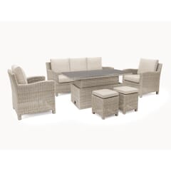Kettler Palma Casual Dining Sofa Set with Height Adjustable S-Q Table Oyster/Stone