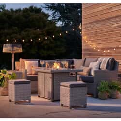 Kettler Signature Palma Mini Corner Sofa Set with Firepit Table Whitewash