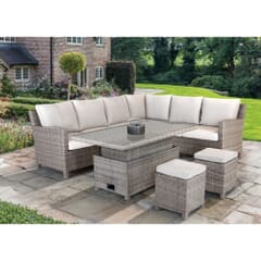 Kettler Signature Palma Corner Sofa LH Casual Dining Set with High/Low Glass Top Table Oyster