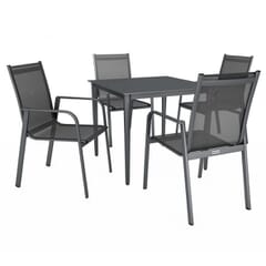 Kettler Surf - 4 Seat Set with Solid Aluminium Table Top and Stacking Armchairs