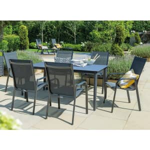 Kettler Surf - 6 Seat Set with Solid Aluminium Table Top and Stacking Armchairs