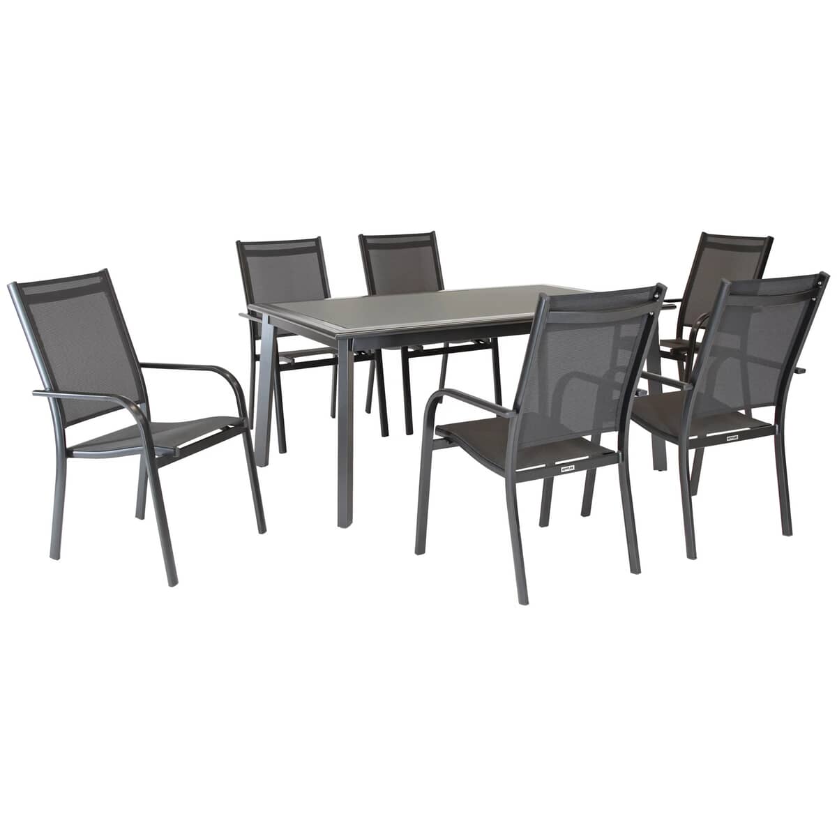 Kettler Surf 6 Seat Frosted Top Dining Table Set with 6 Stacking Chairs