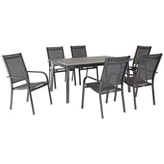 Kettler Surf 6 Seat Frosted Top Dining Table Set with 6 Stacking Chairs