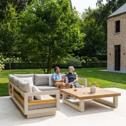 Life Himalaya Corner Set With Nevada Teak Top Coffee Table