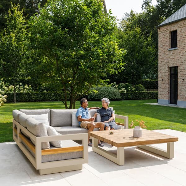 Life Himalaya Corner Set With Nevada Teak Top Coffee Table