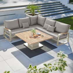 Life Montana Corner Set With Height Adjustable Table Beige With Soltex All Weather Cushions