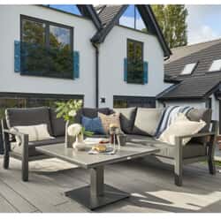Life Timber Mini Lounge Corner Sofa Set with Height Adjustable Coffee Table Soltex Lava Graphite