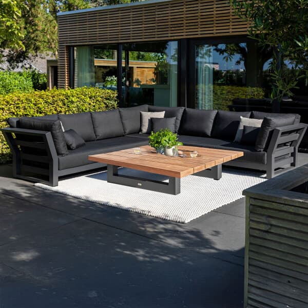 Life Nevada Lounge Large Corner Sofa Set with Large Coffee Table Soltex Lava Graphite